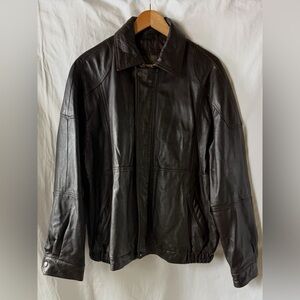 Chocolate Brown Genuine Leather Bomber